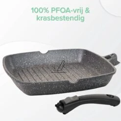Coninx Grillpan 28CM - Steakpan - Afneembare Handgreep - PFAS-vrij - Grijs -Greenpan Winkel 1198x1200 12