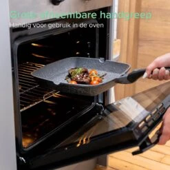 Coninx Grillpan 28CM - Steakpan - Afneembare Handgreep - PFAS-vrij - Grijs -Greenpan Winkel 1198x1200 13