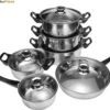 KitchenPrince 12-Delige Pannenset RVS - Pottenset - Kookpannen - Koekenpan - Steelpan - Bakpan - PFAS-Vrij - Pannenset - Pannenset Inductie - Antiaanbaklaag - Koekenpannenset