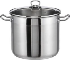 RVS Soeppan Met Glazen Deksel - 15 Liter - Vaatwasserbestendig