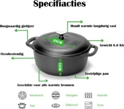 Gietijzeren Braadpan - 28 Cm - Pure Gietijzer - Niet Geëmailleerd - Geschikt Voor Inductie - Stoofpan Met Deksel - Sudderpan - Zwart -Greenpan Winkel 1200x1053 1