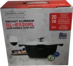Royalty Line - Marble Soep/braadpan - Met Glazen Deksel Zwart - 20 CM. RL-BS20ML -Greenpan Winkel 1200x1074 1