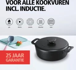 BRABANTIA THE DUTCH Gietijzeren Braadpan - Ø 28cm - MAT Zwart - Inductie -Greenpan Winkel 1200x1107
