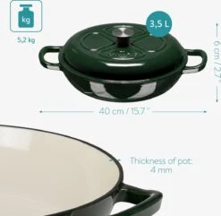 Navaris Gietijzeren Stoofpan Met Deksel- 3,5 Liter Gietijzeren Ovenschaal Van Email - Geschikt Voor Alle Warmtebronnen - Groen 9 Navaris Gietijzeren Stoofpan Met Deksel- 3,5 Liter Gietijzeren Ovenschaal Van Email - Geschikt Voor Alle Warmtebronnen - Groen -Greenpan Winkel 1200x1171 5