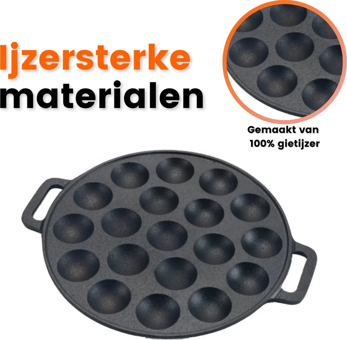 Kicinn Poffertjespan - Poffertjesmaker - Poffertjespan Inductie - Ø 24 Cm - 19 Poffertjes - Inclusief Handvaten 4 Kicinn Poffertjespan - Poffertjesmaker - Poffertjespan Inductie - Ø 24 Cm - 19 Poffertjes - Inclusief Handvaten - Afbeelding 4