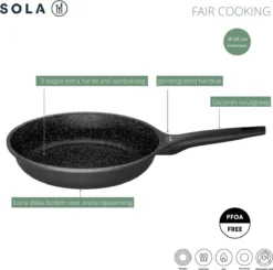 Sola Koekenpan Fair Cooking - Ø 28 Cm - Zwart/wit - Aluminium - Antiaanbaklaag -Greenpan Winkel 1200x1189