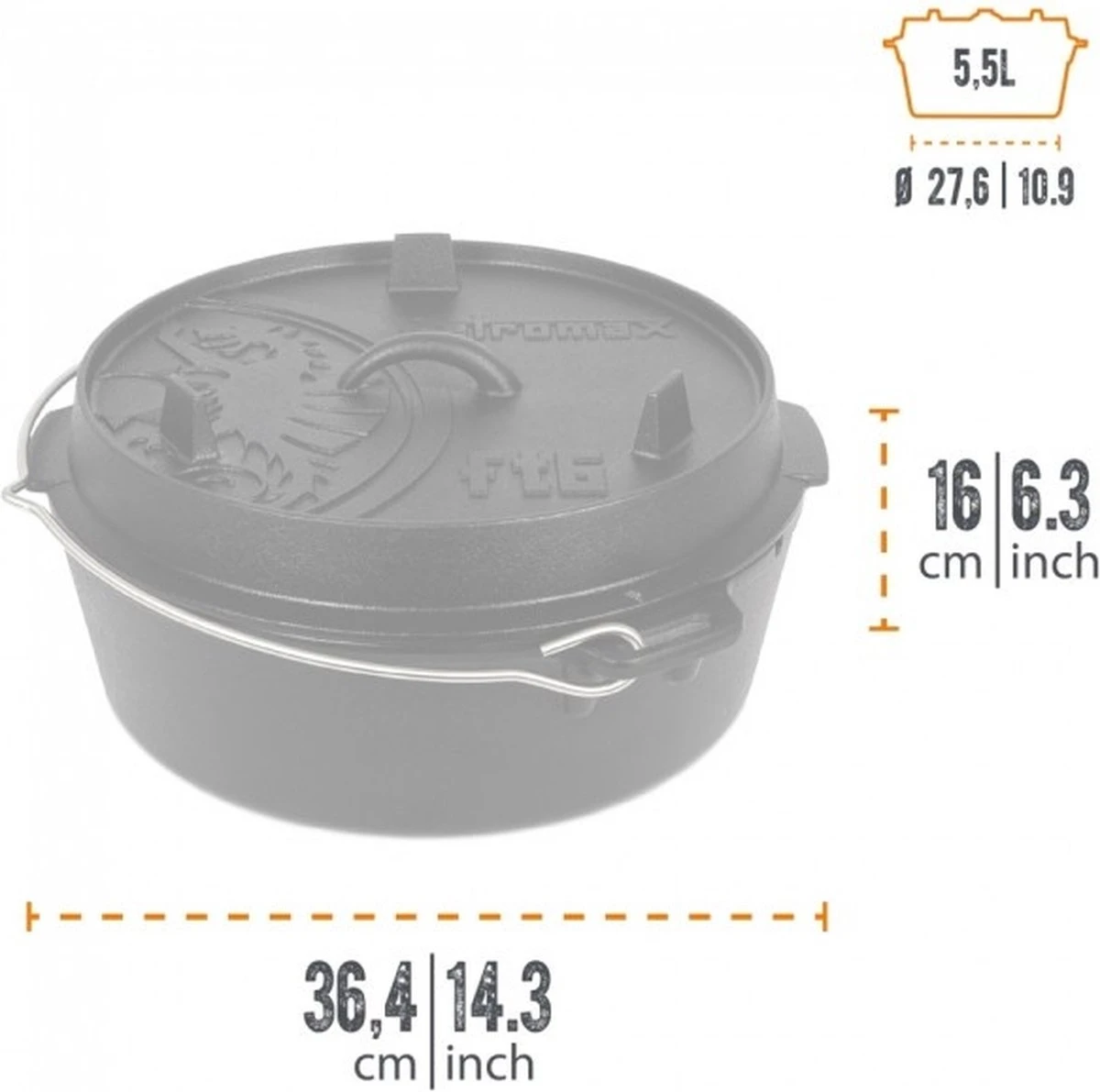 Petromax - Dutch Oven 5,5L/ft 6 - Zonder Pootjes 3 Petromax - Dutch Oven 5,5L/ft 6 - Zonder Pootjes - Afbeelding 3