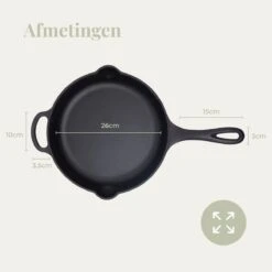 Belluci - Ø26cm - Koekenpan - Skillet + Deksel Geëmailleerde Gietijzeren Pan Voor BBQ En Inductie Incl. Accessoires - Hapjespan - Braadpan -Greenpan Winkel 1200x1200 1028