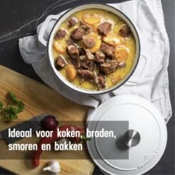 Daumonet Carême Blanc Gietijzeren Braadpan - Sudderpan Wit - Rond - Ø 26 Cm - 4,4 Liter - 100% PFAS & PFOA Vrij - Emaille - Geschikt Voor Alle Warmtebronnen - Elektrisch - Gas - Halogeen - Inductie - Keramisch - Vaatwasserbestendig 13 Daumonet Carême Blanc Gietijzeren Braadpan - Sudderpan Wit - Rond - Ø 26 Cm - 4,4 Liter - 100% PFAS & PFOA Vrij - Emaille - Geschikt Voor Alle Warmtebronnen - Elektrisch - Gas - Halogeen - Inductie - Keramisch - Vaatwasserbestendig -Greenpan Winkel 1200x1200 1045