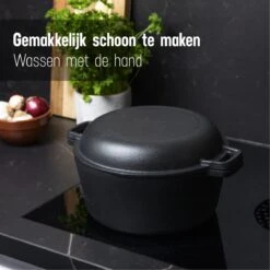 Daumonet Ducasse Gietijzeren Double Use Braadpan - Combi Sudderpan Zwart - 2-in-1 Bak- En Braadpan - PFAS & PFOA Vrij - Rond - Ø 26 Cm - 4,4 Liter - Emaille - Alle Warmtebronnen - Elektrisch - Gas - Halogeen - Inductie - Keramisch -Greenpan Winkel 1200x1200 1066