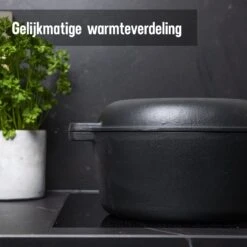 Daumonet Ducasse Gietijzeren Double Use Braadpan - Combi Sudderpan Zwart - 2-in-1 Bak- En Braadpan - PFAS & PFOA Vrij - Rond - Ø 26 Cm - 4,4 Liter - Emaille - Alle Warmtebronnen - Elektrisch - Gas - Halogeen - Inductie - Keramisch -Greenpan Winkel 1200x1200 1067