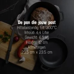 Daumonet Ducasse Gietijzeren Double Use Braadpan - Combi Sudderpan Zwart - 2-in-1 Bak- En Braadpan - PFAS & PFOA Vrij - Rond - Ø 26 Cm - 4,4 Liter - Emaille - Alle Warmtebronnen - Elektrisch - Gas - Halogeen - Inductie - Keramisch -Greenpan Winkel 1200x1200 1069