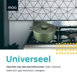 MOA Gietijzeren Braadpan - Inhoud 4,75 Liter - 26CM - Rond - Alle Warmtebronnen - Ook Voor Inductie - Gewicht 5,8 Kg - Olijfgroen - MC26OG -Greenpan Winkel 1200x1200 1076