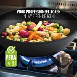 Rosmarino Black Line - Wokpan - Ø30cm - 100% PFAS & PFOA Vrij - Gegoten Aluminium - Non-stick Minerale Coating - Ergonomische Handgreep - Geschikt Voor Alle Warmtebronnen & Vaatwasser -Greenpan Winkel 1200x1200 232