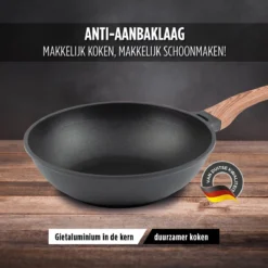 Rosmarino Black Line - Wokpan - Ø30cm - 100% PFAS & PFOA Vrij - Gegoten Aluminium - Non-stick Minerale Coating - Ergonomische Handgreep - Geschikt Voor Alle Warmtebronnen & Vaatwasser -Greenpan Winkel 1200x1200 239