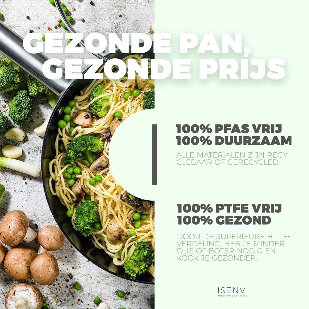 ISENVI Murray Keramische Koekenpan 24 CM - RVS Greep 5 ISENVI Murray Keramische Koekenpan 24 CM - RVS Greep - Afbeelding 5