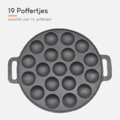 Ocina Poffertjespan – Combo Pack – 19 Poffertjes – Poffertjesmaker – Poffertjespan Inductie – Poffertjespan Electrisch – Gietijzeren Pan - Inclusief Doseerfles, Handvaten, 6x Poffertjesvorken En Invetkwast – Gratis Receptenboek -Greenpan Winkel 1200x1200 506