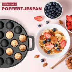 MM Brands Poffertjespan - Poffertjesmaker - Inductie / Oven / BBQ - Inclusief Handvat, Borstel En Vorken -Greenpan Winkel 1200x1200 553