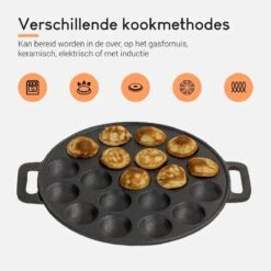 Ocina Poffertjespan– 19 Poffertjes – Poffertjesmaker – Poffertjespan Inductie – Poffertjespan Electrisch – Gietijzeren Pan – Inclusief Warmtebestendige Handvaten– Gratis Receptenboek -Greenpan Winkel 1200x1200 556