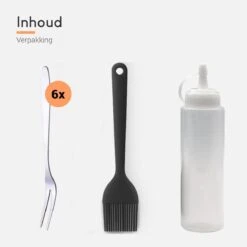 Ocina Poffertjespan Accessoires Set - Doseerfles - Poffertjes Spuitfles - 6x Poffertjes Vork - Kwast - Siliconen Kwast - Bakkwast - Gratis Poffertjes E-Book -Greenpan Winkel 1200x1200 589