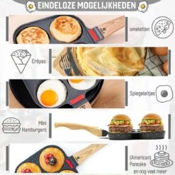 W&Z® Pannenkoekenpan Inductie - Pancake Pan - Omeletpan - Omeletmaker -Eierpan- Anti Aanbak - 4 Vakjes -Greenpan Winkel 1200x1200 604