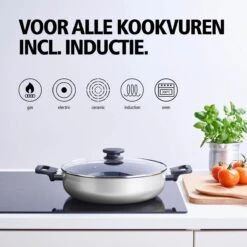 BRABANTIA INDU+ Hapjespan - Keramische Antiaanbaklaag - Met Deksel - Ø 28 Cm - Inductie - Pfas Vrij -Greenpan Winkel 1200x1200 705
