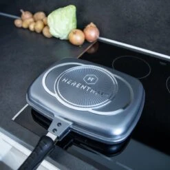 Herenthal Dubbele Grillpan - Ø 28 Cm - Koekenpan - Keramische Pan - Marmeren Coating Met Antiaanbaklaag - PFAS & PFOA Vrij - Pan - Grill - Vermindert Geur, Rook En Oliespatten - Zilver -Greenpan Winkel 1200x1200 756