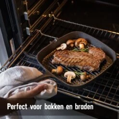 Daumonet Auguste Noir Gietijzeren Grillpan - Steakpan Zwart - PFAS & PFOA Vrij - Vierkant Met Schenktuit - 23,5 Cm - 2 Liter - Emaille - Alle Warmtebronnen - Elektrisch - Gas - Halogeen - Inductie - Keramisch -Greenpan Winkel 1200x1200 788