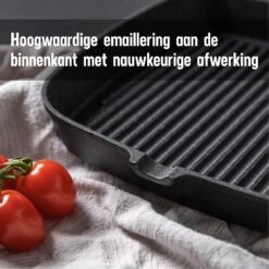 Daumonet Auguste Noir Gietijzeren Grillpan - Steakpan Zwart - PFAS & PFOA Vrij - Vierkant Met Schenktuit - 23,5 Cm - 2 Liter - Emaille - Alle Warmtebronnen - Elektrisch - Gas - Halogeen - Inductie - Keramisch -Greenpan Winkel 1200x1200 790
