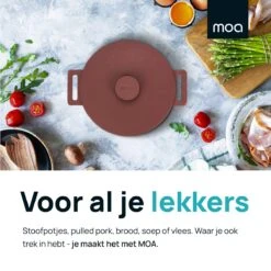 MOA Gietijzeren Braadpan - Inhoud 4,75 Liter - 26CM - Rond - Alle Warmtebronnen - Ook Voor Inductie - Gewicht 5,8 Kg - Bordeaux Rood - MC26BR -Greenpan Winkel 1200x1200 956