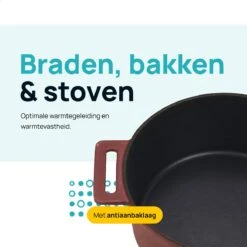 MOA Gietijzeren Braadpan - Inhoud 4,75 Liter - 26CM - Rond - Alle Warmtebronnen - Ook Voor Inductie - Gewicht 5,8 Kg - Bordeaux Rood - MC26BR -Greenpan Winkel 1200x1200 957