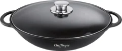 Cheffinger | Luxe Wokpan Met Deksel | 36CM | Alle Warmtebronnen | Oriental