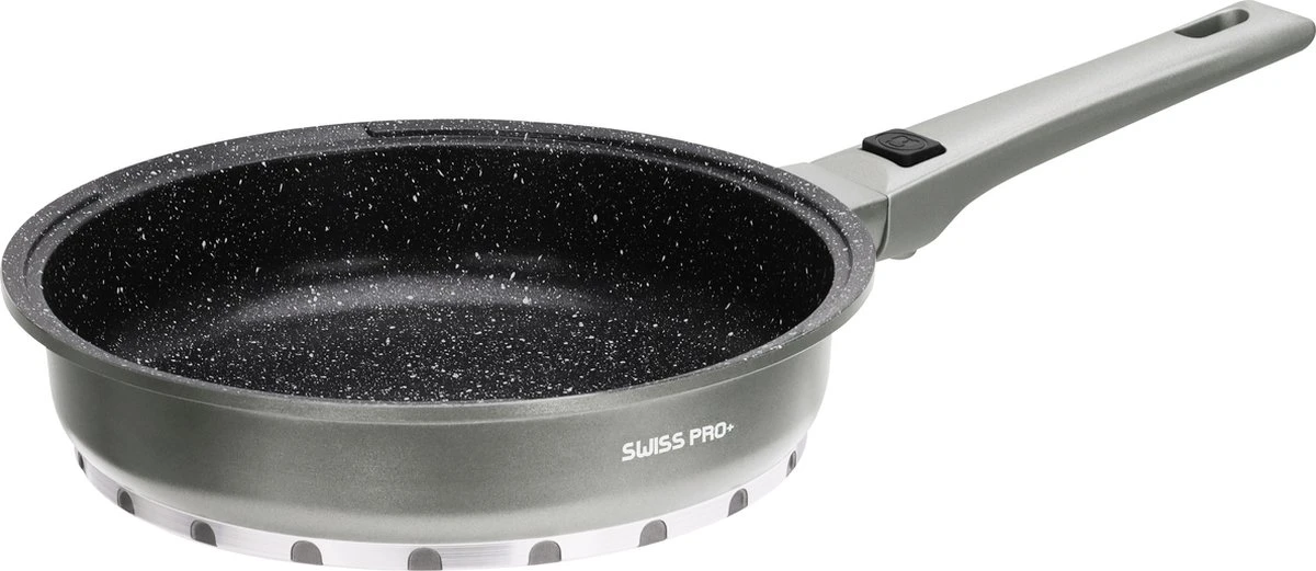 Swiss Pro+ | Set 14 Delige Pannenset | Inductie - Pannensets - Glazen Deksel - Met Afneembare Handgreep - Marmeren Interieur -PFAS-vrij | Grey / Silver 6 Swiss Pro+ | Set 14 Delige Pannenset | Inductie - Pannensets - Glazen Deksel - Met Afneembare Handgreep - Marmeren Interieur -PFAS-vrij | Grey / Silver - Afbeelding 6