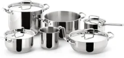 Lagostina Sfisiosa Acciaio SFIZIOSA ACCIAIO 10-delig (hoge Kookpan 22 Cm + Kookpan 18/22 Cm + Hapjespan 24 Cm + Steelpan 14 Cm + Melkpot 12 Cm + Deksels 14/18/22/24 Cm)