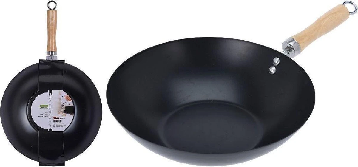 Excellent Houseware Wok Ø30cm Non Stick Zwart Houten Handvat 30 Cm - Pan - Koken - Eten - Keuken 3 Excellent Houseware Wok Ø30cm Non Stick Zwart Houten Handvat 30 Cm - Pan - Koken - Eten - Keuken - Afbeelding 3