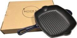 Koock Amsterdam® Grillpan - Geëmailleerd Gietijzer - Geschikt Voor Alle Warmtebronnen - Mat Blauw -Greenpan Winkel 1200x602