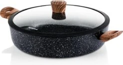 Westinghouse Hapjespan Inductie - Ø 28 Cm - Zwart Marmer Wood - Speciale Editie - Met Deksel - Geschikt Voor Alle Warmtebronnen