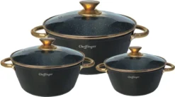 Cheffinger Luxe Braadpannen Set - Rose Gold Line - 6 Delig - Inclusief Deksel - Inductie - 20, 24 & 28CM -Greenpan Winkel 1200x666
