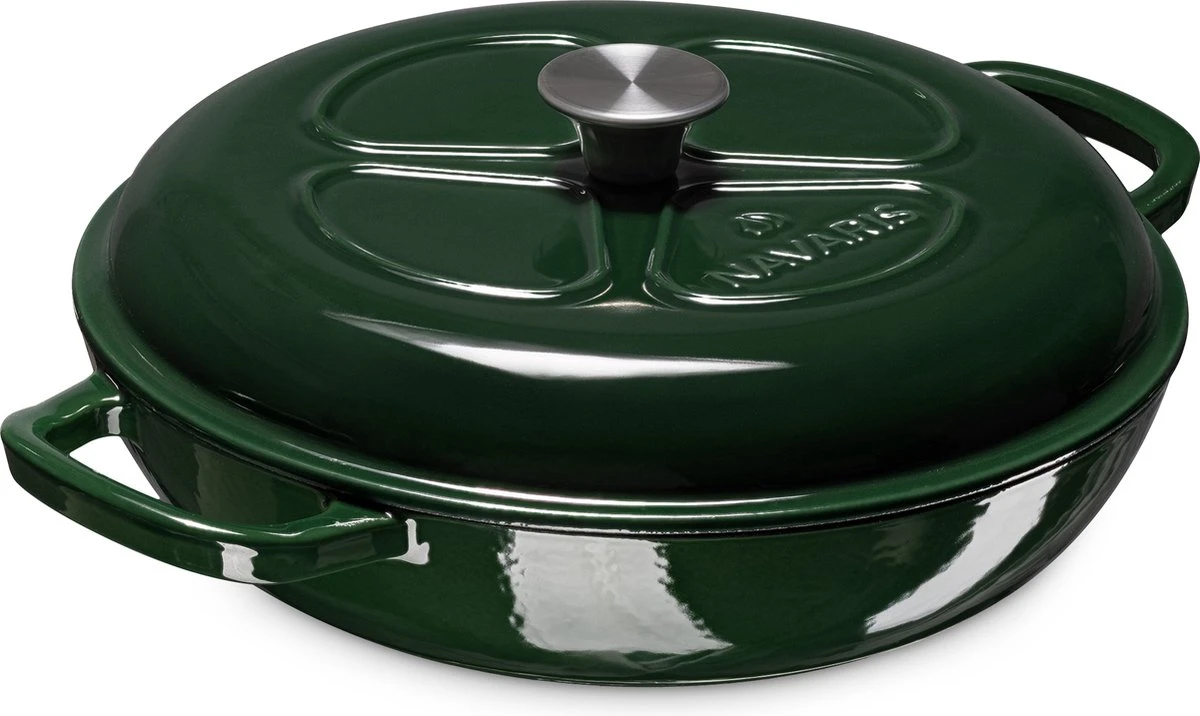 Navaris Gietijzeren Stoofpan Met Deksel- 3,5 Liter Gietijzeren Ovenschaal Van Email - Geschikt Voor Alle Warmtebronnen - Groen 5 Navaris Gietijzeren Stoofpan Met Deksel- 3,5 Liter Gietijzeren Ovenschaal Van Email - Geschikt Voor Alle Warmtebronnen - Groen - Afbeelding 5