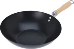 Excellent Houseware Wok Ø30cm Non Stick Zwart Houten Handvat 30 Cm - Pan - Koken - Eten - Keuken