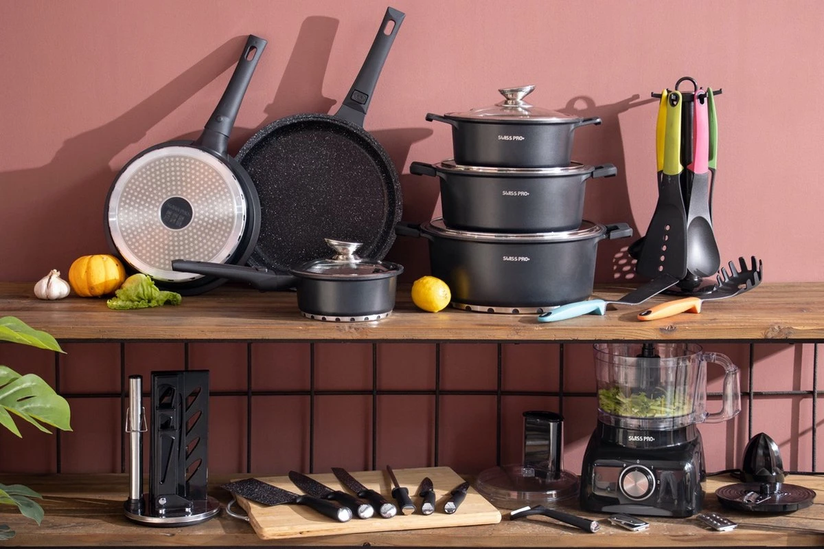 Swiss Pro+ - SWP41D22 - Pannenset 41 Delig - Foodprocessor - Messenblok 8 Delig - Kookgerei Set Met Houder 7 Delig - Starters Pakket - 2022 Serie - Limited Edition -uitzet 8 Swiss Pro+ - SWP41D22 - Pannenset 41 Delig - Foodprocessor - Messenblok 8 Delig - Kookgerei Set Met Houder 7 Delig - Starters Pakket - 2022 Serie - Limited Edition -uitzet - Afbeelding 8