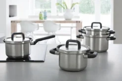 BK Flow Cool Pannenset - 4-delig – RVS Deksels - Veilig Afgietsysteem - Geschikt Voor Alle Warmtebronnen -Greenpan Winkel 1200x800 1