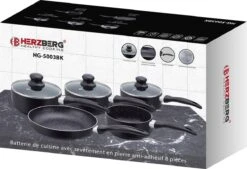 Herzberg HG-5003BK: 8 Pieces Marble Cookware Set - Black -Greenpan Winkel 1200x819 1