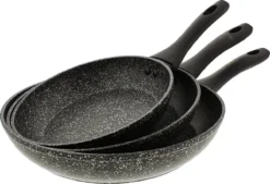 Luxe Marble Stone Pannenset 3-delig | Ø 20 - 24 - 28 Cm - Pannen - Vrij Van PFOA - Alle Warmtebronnen - Anti Aanbak - Extra Sterk