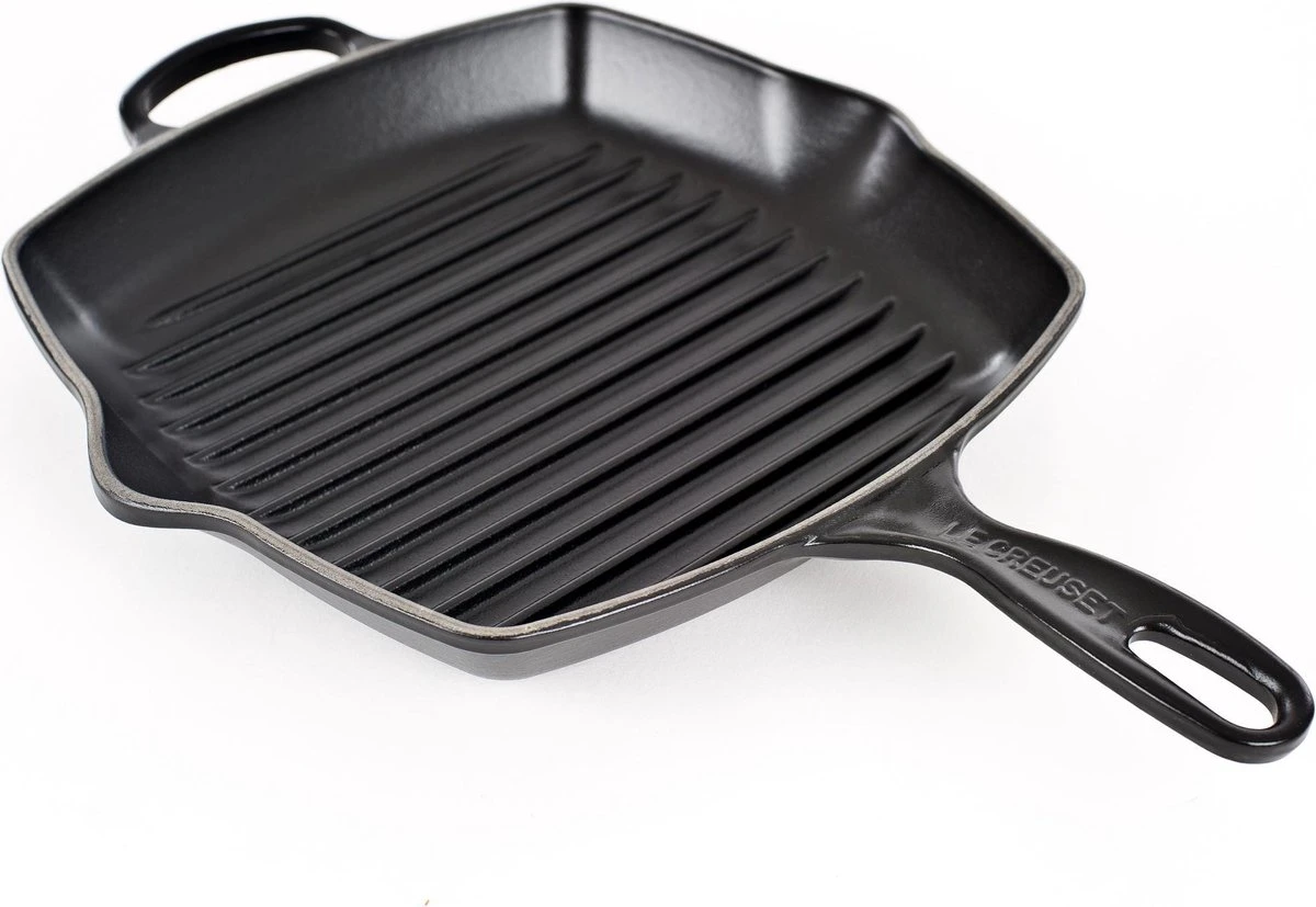 Le Creuset Gietijzeren Vierkante Grillpan - 26cm - Mat Zwart 1 Le Creuset Gietijzeren Vierkante Grillpan - 26cm - Mat Zwart