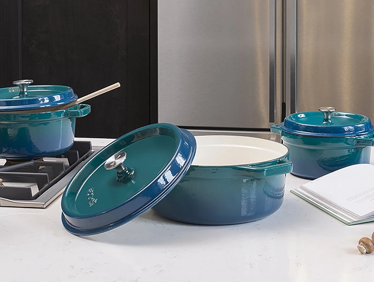 Sola Braadpan Gietijzer - Ø 24 Cm - Blauw/groen - Gietijzer - Extra Zware Bodem 2 Sola Braadpan Gietijzer - Ø 24 Cm - Blauw/groen - Gietijzer - Extra Zware Bodem - Afbeelding 2