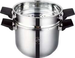 Royal Swiss Snelkookpan / Couscous Pan - 2 In 1 - 10 Liter - Ø 26 Cm - RVS - Inductie - Automatische Sluiting -Greenpan Winkel 1200x935 1