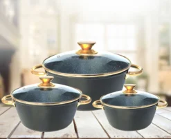 Cheffinger Luxe Braadpannen Set - Rose Gold Line - 6 Delig - Inclusief Deksel - Inductie - 20, 24 & 28CM -Greenpan Winkel 1200x982