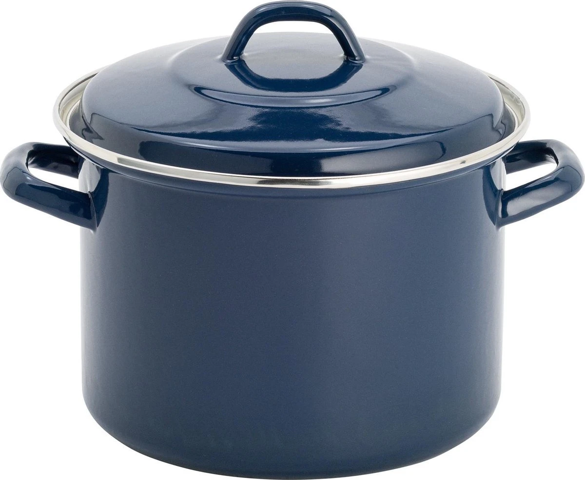 Lite-Body - Magnus Soeppan / Stamppotpan Met Deksel - Ø 26 Cm/ 10l - Emaille - Deep Blauw 1 Lite-Body - Magnus Soeppan / Stamppotpan Met Deksel - Ø 26 Cm/ 10l - Emaille - Deep Blauw
