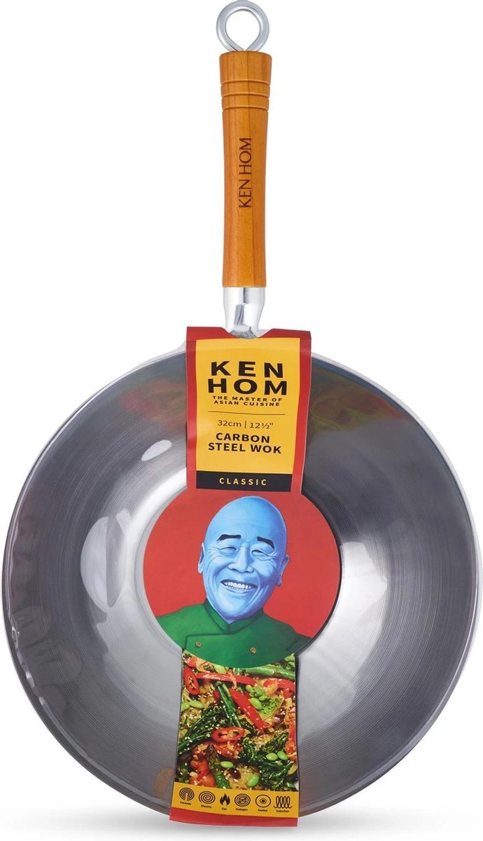 Ken Hom Classic Wok - Ø 32cm In Koolstofstaal En Houten Greep 2 Ken Hom Classic Wok - Ø 32cm In Koolstofstaal En Houten Greep - Afbeelding 2